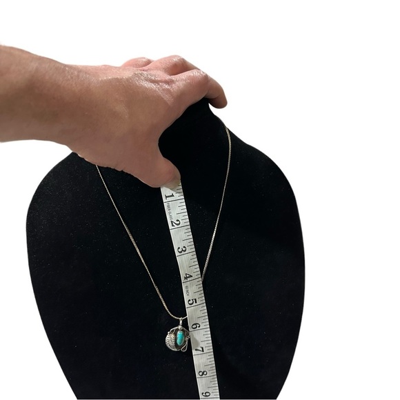 Robert Deutsawe Zuni Sterling Silver Turquoise Pendant Necklace & Cocktail Ring - Picture 9 of 16